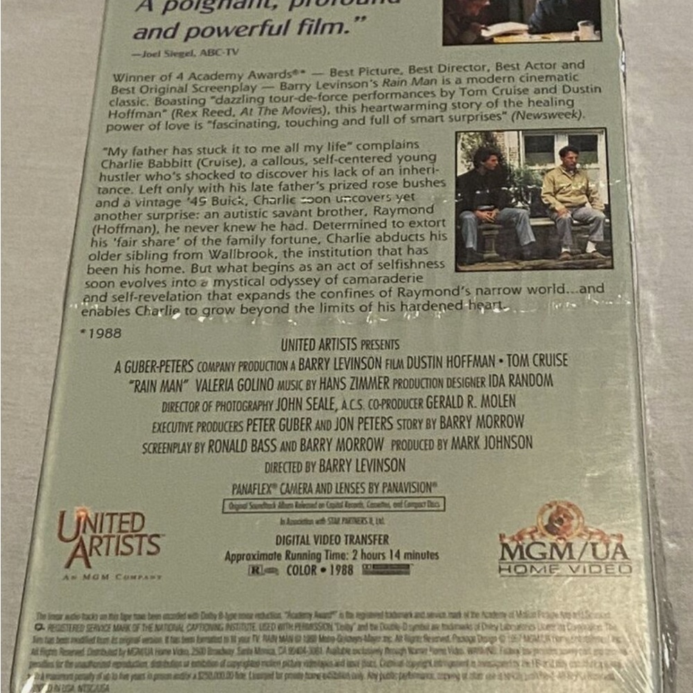 Rain Man VHS Tape - Classic Movie VHS Seal Cover 1988 Target White label. - Picture 4 of 16